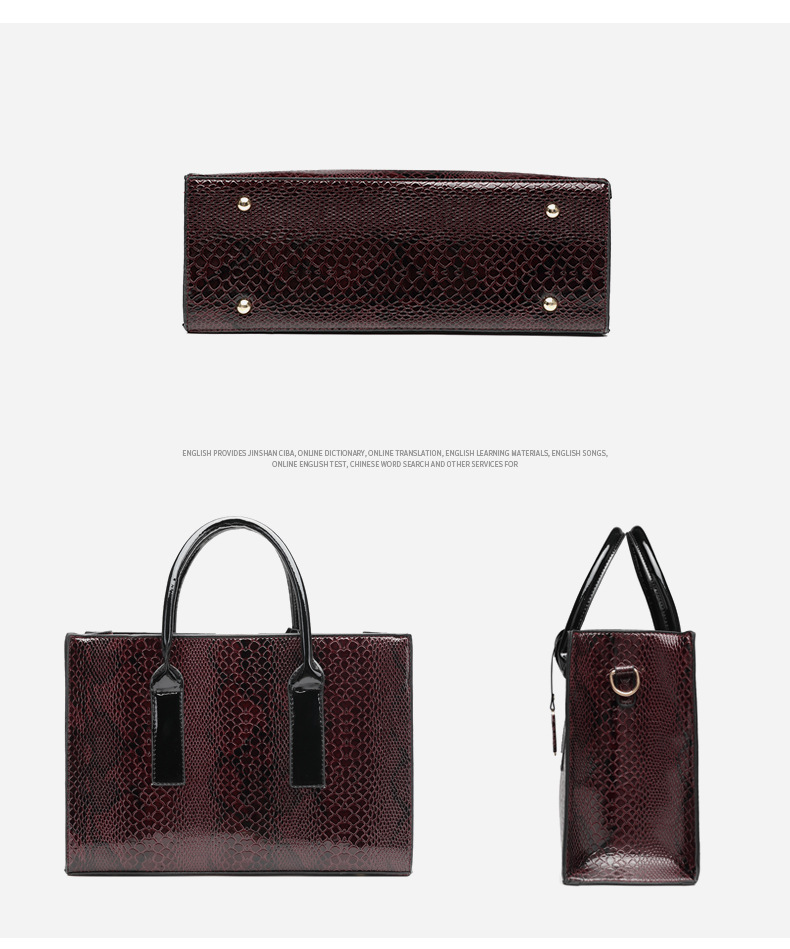 Retro Patent Leather Crocodile Pattern High Capacity Handbags Wholesale Nihaojewelry display picture 6