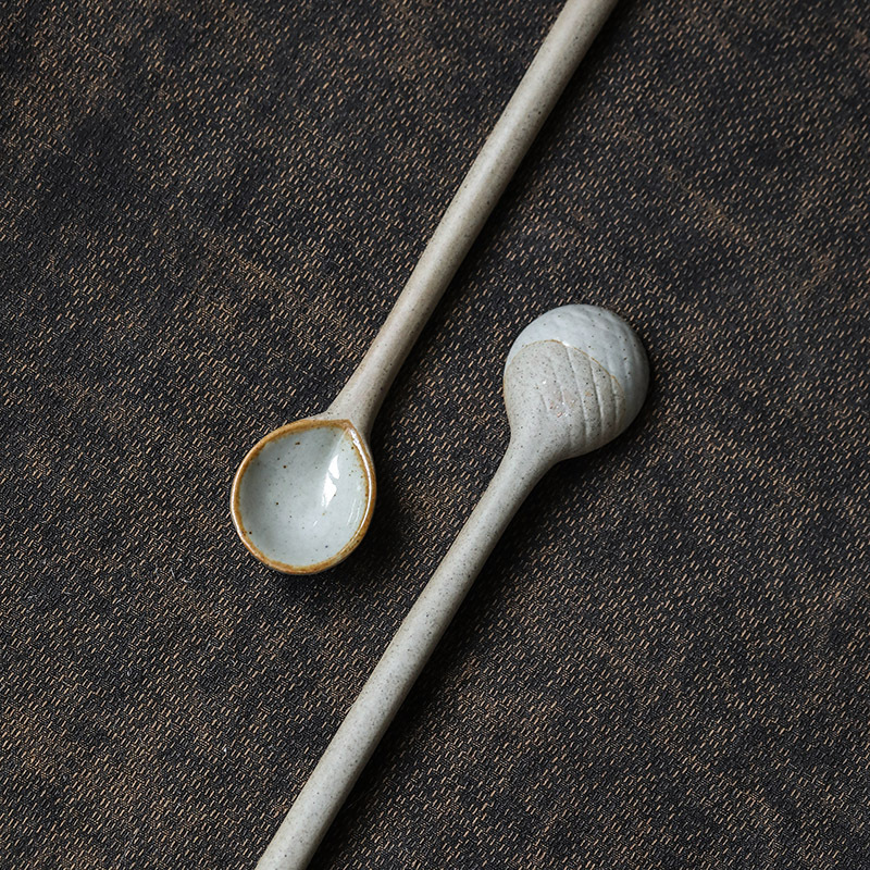 Retro Coffee Spoon,Fully Handmade Spoon,Japanese Ceramic Long-handled Coffee Spoon,Small Spoon,Creative Stirring Spoon