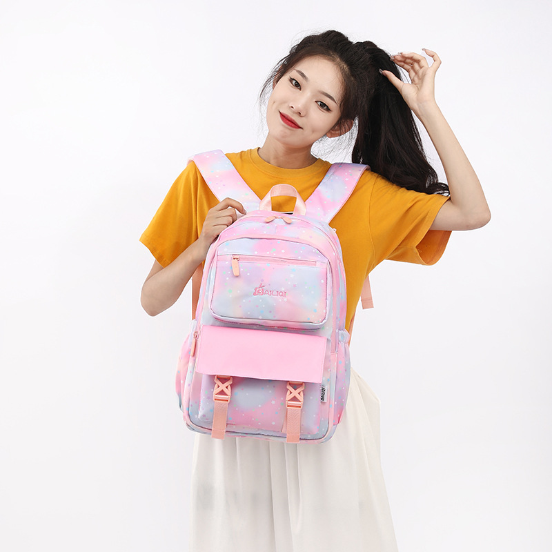 Natural Fish nuevo estudiante de la escuela primaria mochila Niñas Grado 2-5 de gran capacidad de reducción de carga de moda mochila de una sola pieza de entrega