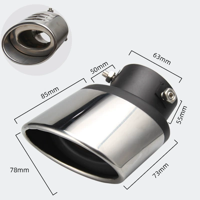 Car muffler: Exhaust Cover Exhaust Pipe Modification - black-and-silver-thickened-without-mesh-curved-version-supports-installation