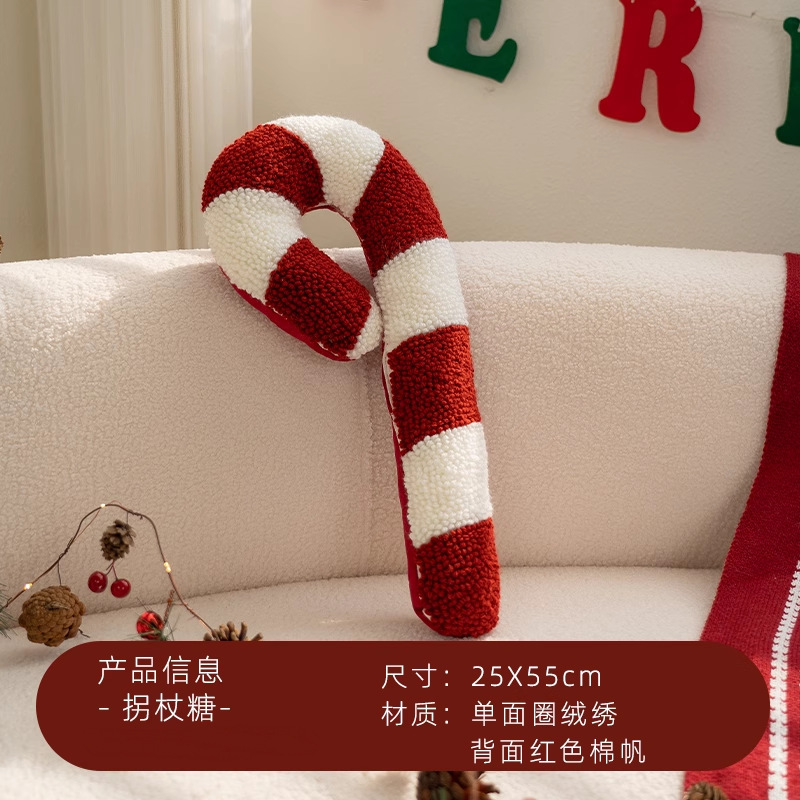 クリスマスインスタイル装飾刺繍枕クリスマスパーティー漫画ホリデーギフトクッションリビングルームソファベッド|undefined