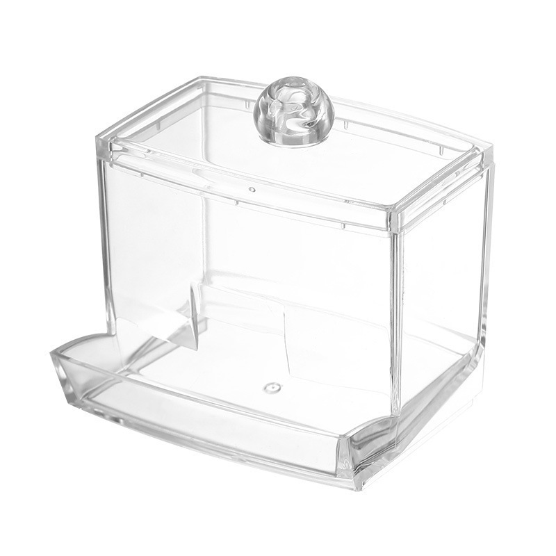 竹蓋綿棒収納ケース透明ポータブル重畳収納缶アクリル綿球防塵ケース|undefined