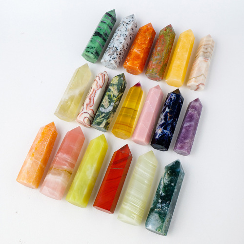 Cross-border best-selling East China Sea natural crystal six-sided single-pointed column raw stone polished multi-material crystal column decorative ornaments