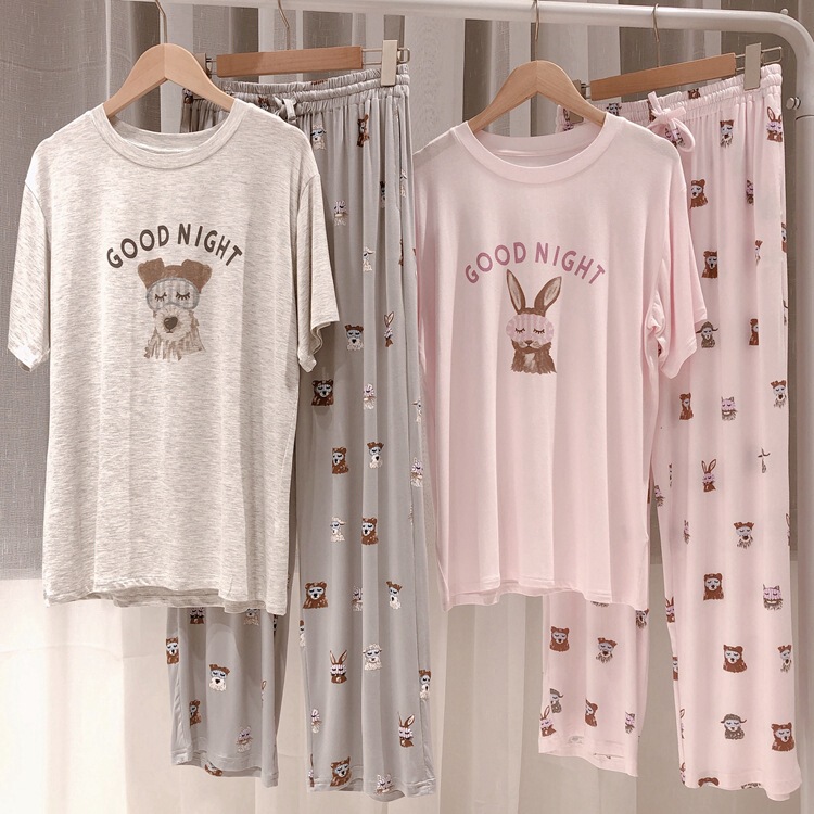 Japanese Style Soft Summer Women's Modal Nightgown Short-sleeved Lightweight Comfortable Pants Pajamas Home Clothes Two-piece Set Japanese Style Soft Summer Women's Modal Nightgown Short-sleeved Lightweight Comfortable Pants Pajamas Home Clothes Two-piece Set