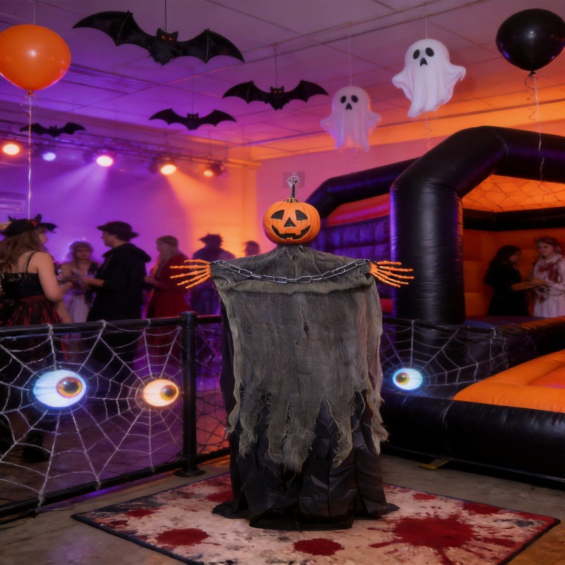 跨境新品万圣节南瓜头吊鬼装饰户外鬼屋派对场景布置道具骷髅挂饰