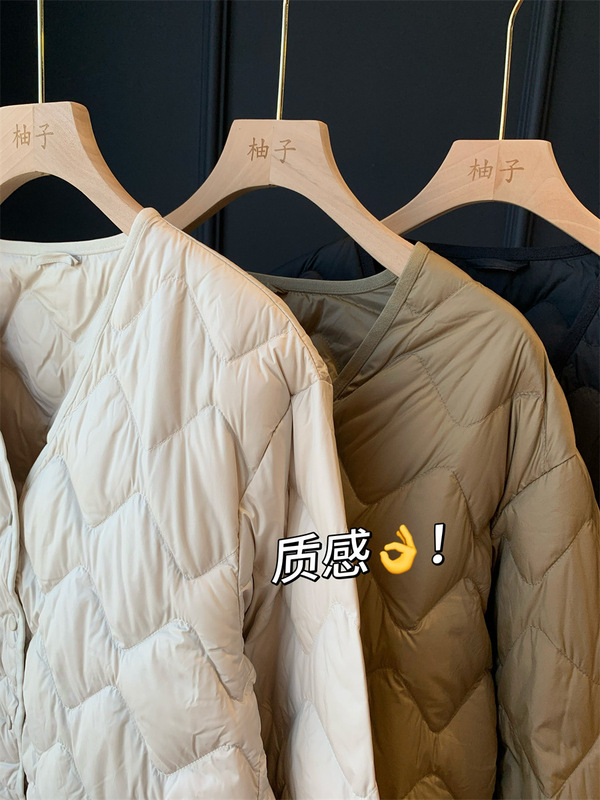 及简老钱风！新国标90白鸭绒！V领显瘦百搭羽绒服长袖外套女25新|undefined