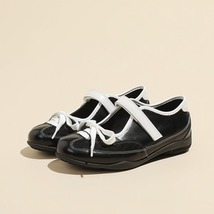 in stock 2025 Spring New Arrival Bow Shallow Mouth Casual Shoes Comfortable All-Match Retro Sports Style Women's Shoes