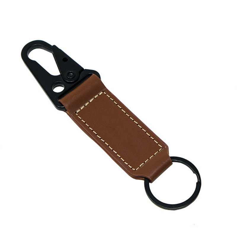 Hot sale gaffe buckle leather metal key chain tactical waist leather key chain small gift cowhide key chain