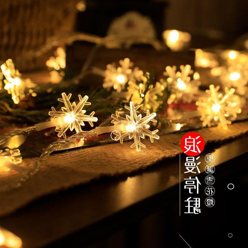 Duofou nueva cadena de lámparas de copo de nieve LED transfronterizas caja de baterías decoración de festividades luces de bodas de colores estrella de Navidad