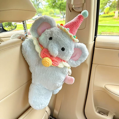 car tissue box, Car tissue box/set - pink-cap-bell-style-little-elephant-tissue-box