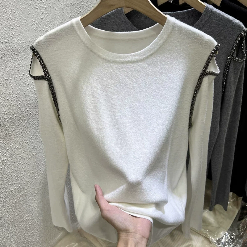 Демисезонный дизайн вязаного свитера, тренд сезона, slim fit, облегающий