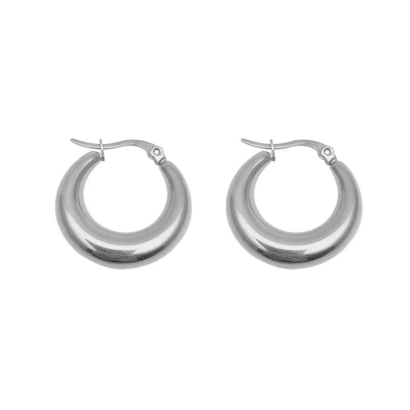 Solid Color Pattern PVD Coated Real Gold Plated Solid Color Titanium Steel Simple Style Waterproof Non Tarnish Ear Studs