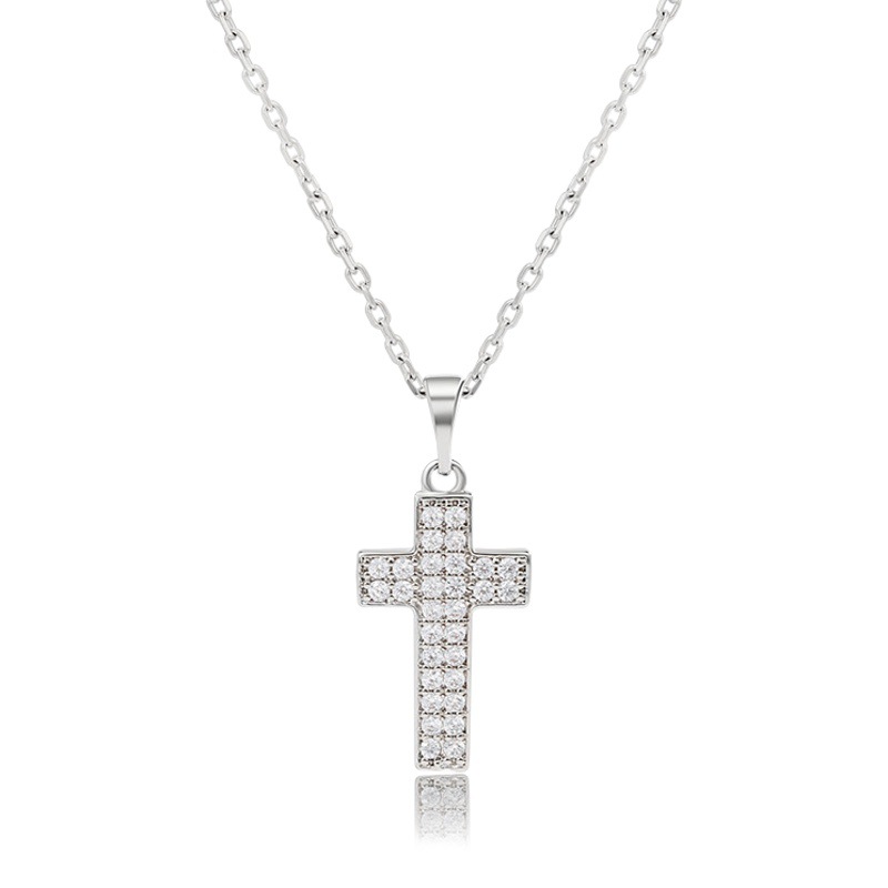 Collar con Colgante de Cruz de Circonio Electrochapado en Aleación Xuping para Hombre, Moda Europea y Americana, Estilo Ligero y Lujoso, Accesorios Simples y Minimalistas para Mujer.