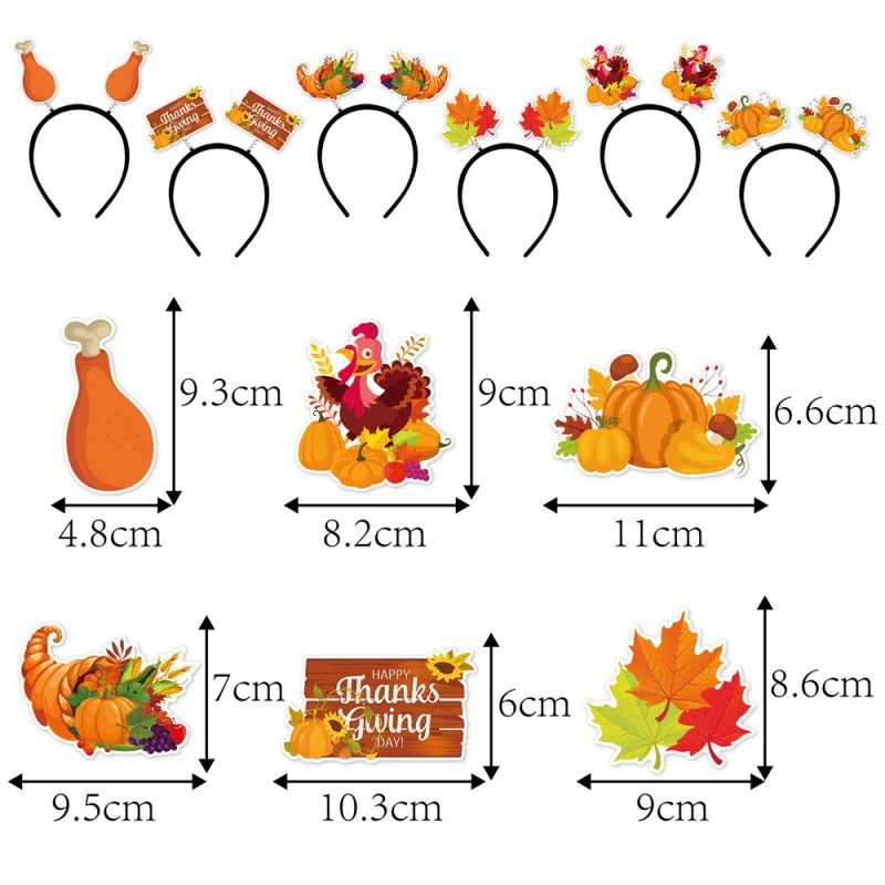 Suministro directo de fábrica de diadema de Acción de Gracias, accesorios para fotos, decoración de otoño de Acción de Gracias, accesorios para el cabello, diadema de calabaza y pavo