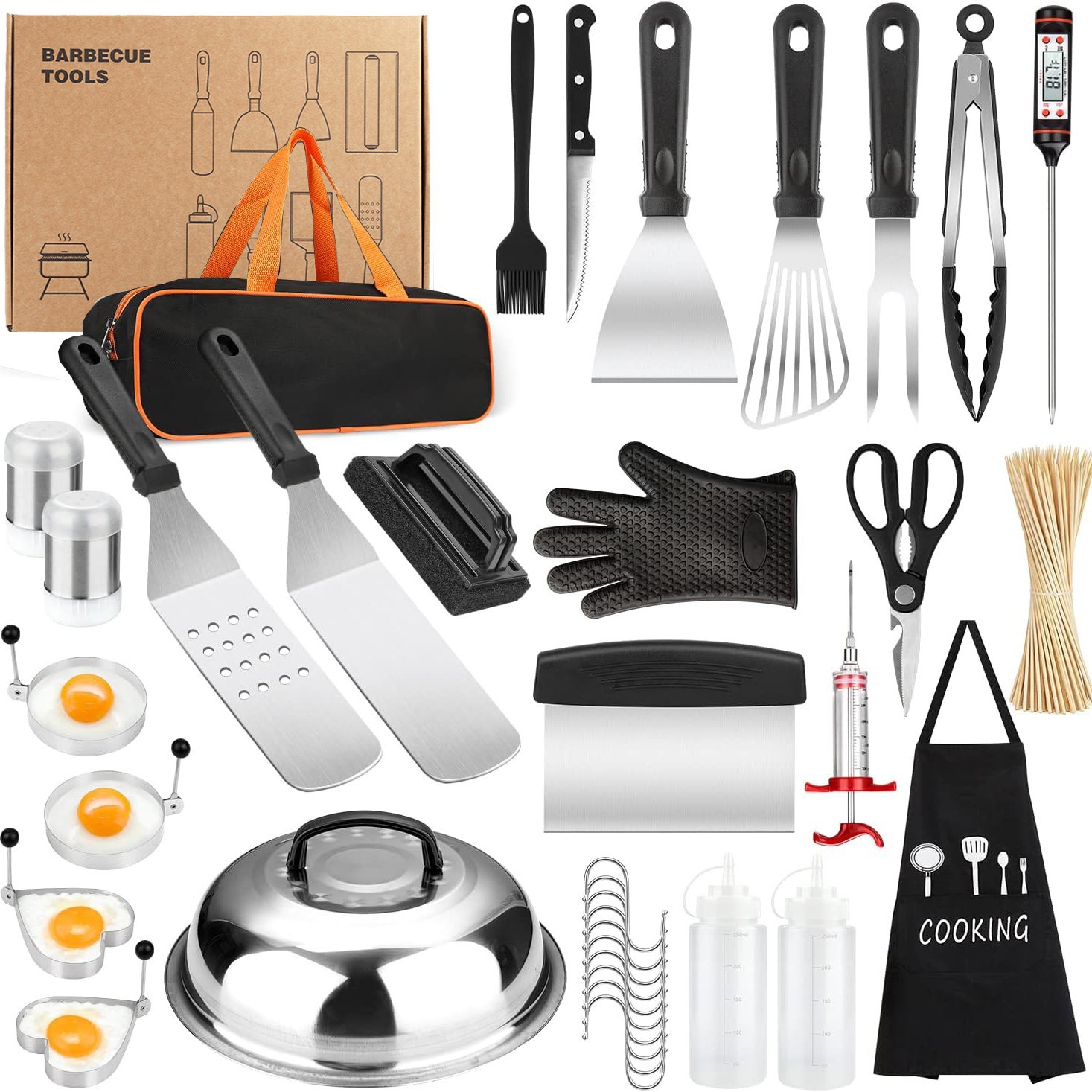 Amazon Hot sale acero inoxidable plate-yaki set de hamburguesas de cocina pala combinación de campamento al aire libre BBQ herramientas de barbacoa