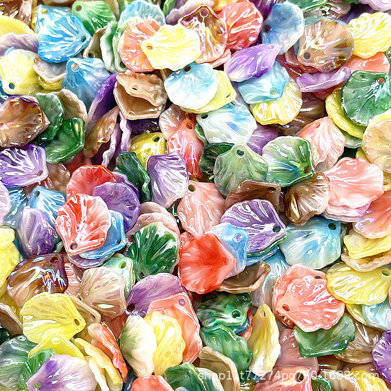 Hojas de col acrílico agujero colorido conchas chapadas camellia petal material de perlas dispersas accesorios de joyería DIY