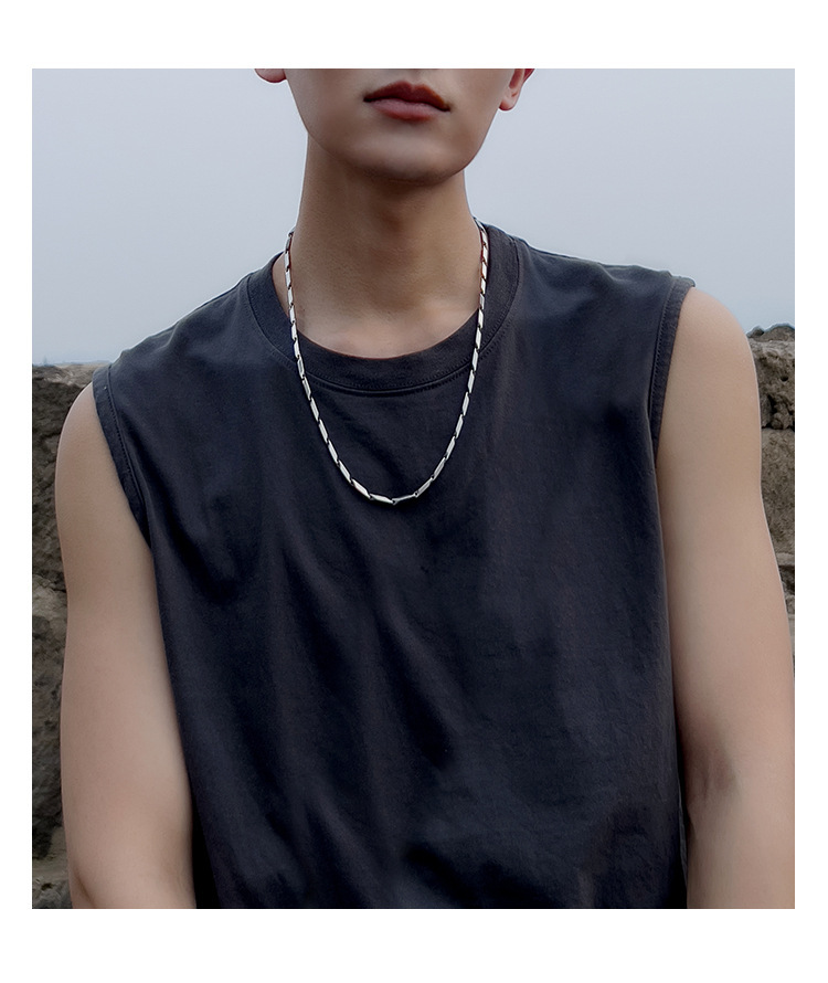 Men's Gender Simple Style Solid Color Titanium Steel Plating Necklace