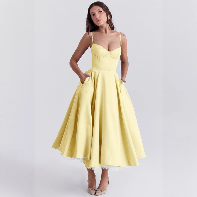 Women's Double Layer French Mesh Swing Dress Princess Design With Suspender High-End Summer Fashion_voghion.com