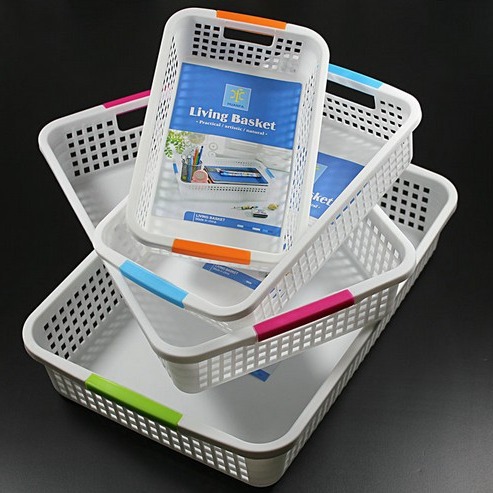 Large, Medium and Small Plastic Basket Storage Basket Rectangular Vegetable Washing Basket Toy Sundries White Storage Basket
