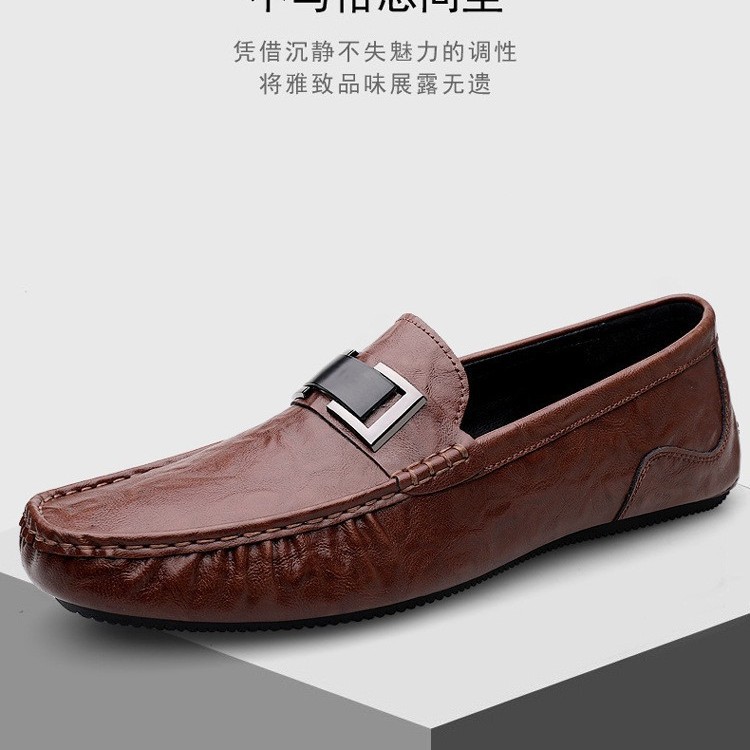 Zapatos de lujo ligero Bean para hombres de cuero genuino 2025 nuevos zapatos de estilo perezoso marca de moda impresión informal británica zapatos Lefour