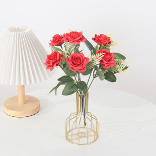 Simulation 6-head Maria rose small handful bouquet Home Hotel Shopping Mall Decoration Rose Flower Arrangement Fake Flower Wholesale