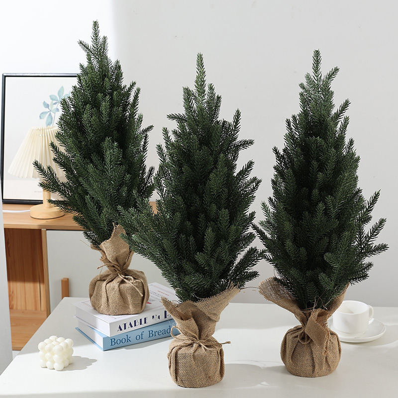 国境を越えた売れ筋のクリスマスデスクトップ装飾グリーンプラスチックコットンとリネンベースのクリスマスツリーウィンドウカウンター装飾品|undefined