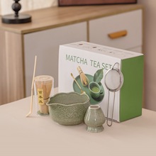 跨境茶筅立日式抹茶碗宋代点茶器茶道配件茶洗大号陶瓷面烫碗