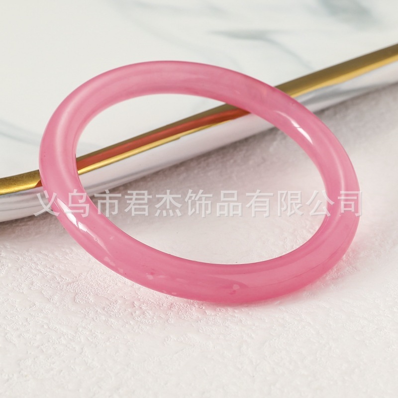 欧美新款几何圆形多色树脂手镯时尚高级感叠戴手环个性搭配手饰潮|undefined