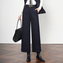 专柜高端羊毛呢阔腿裤2025秋冬新款高腰休闲九分呢子裤女直筒裤子