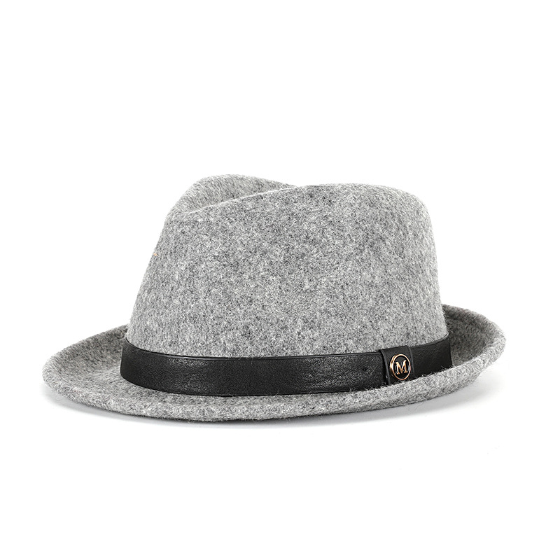 Sombrero Otoño e Invierno pura lana sombrero de jugador de bolos de lana retro francés británico Jazz sombrero rollo a lo largo de fieltro sombrero transfronterizo al por mayor