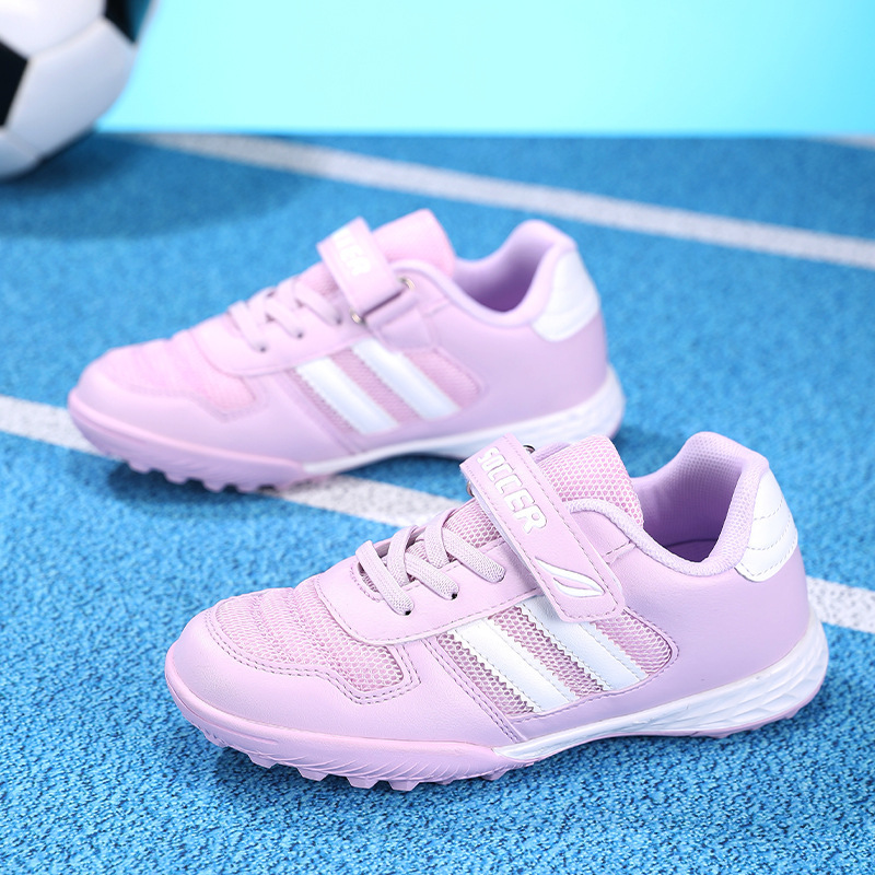 Zapatillas de Fútbol con Cierre Adhesivo para Niños Malla y Caucho Transpirable, Ligero para Césped Artificial y Pista