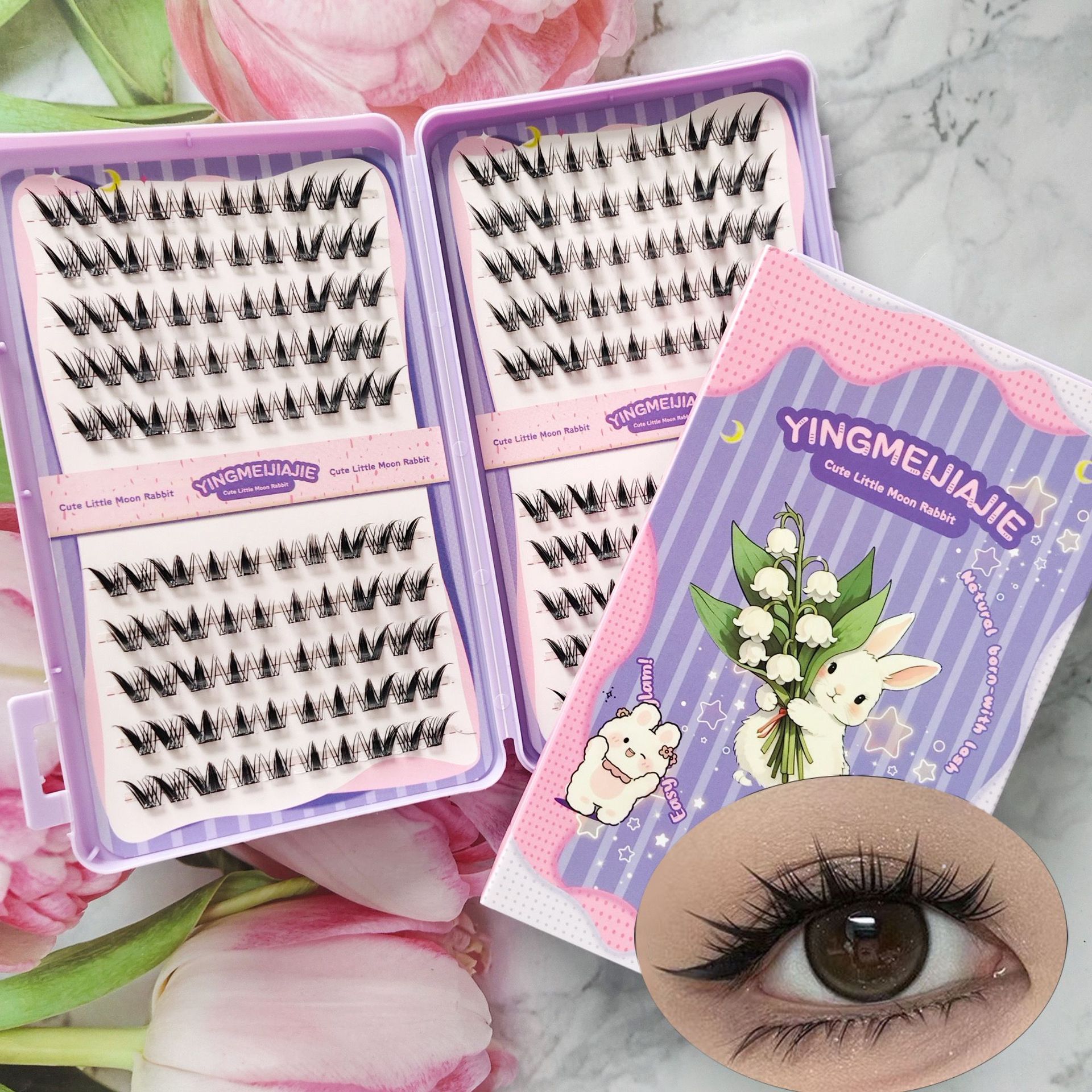 20 filas de paquete de caja de regalo de pestañas falsas transfronterizas, pestañas falsas densas, pestañas falsas sin pegamento.