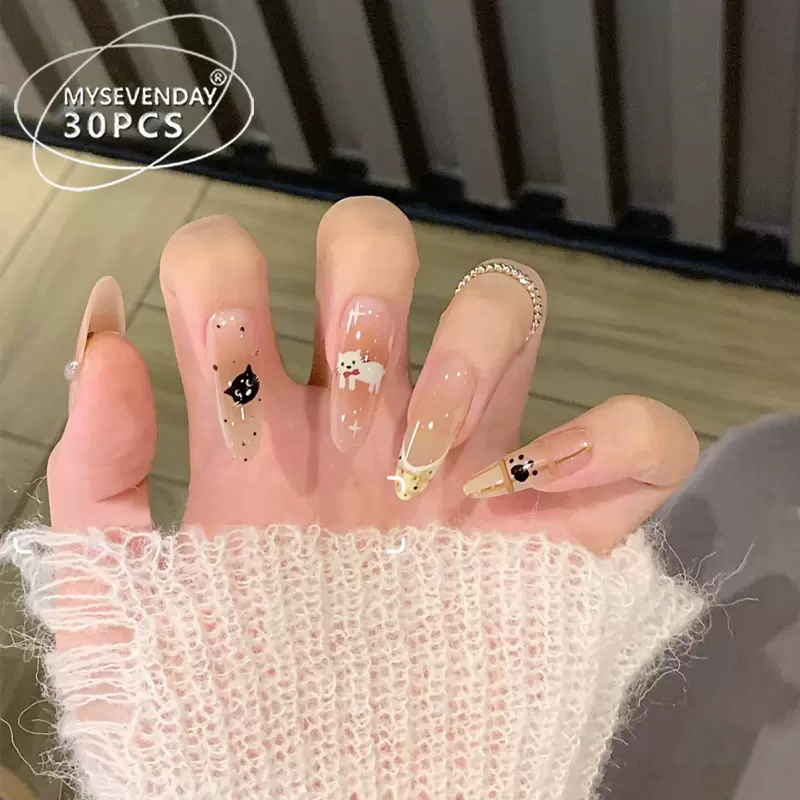 ins爆款穿戴甲卡通渐变法式美甲甲片小红书少女新年甜酷风指甲片