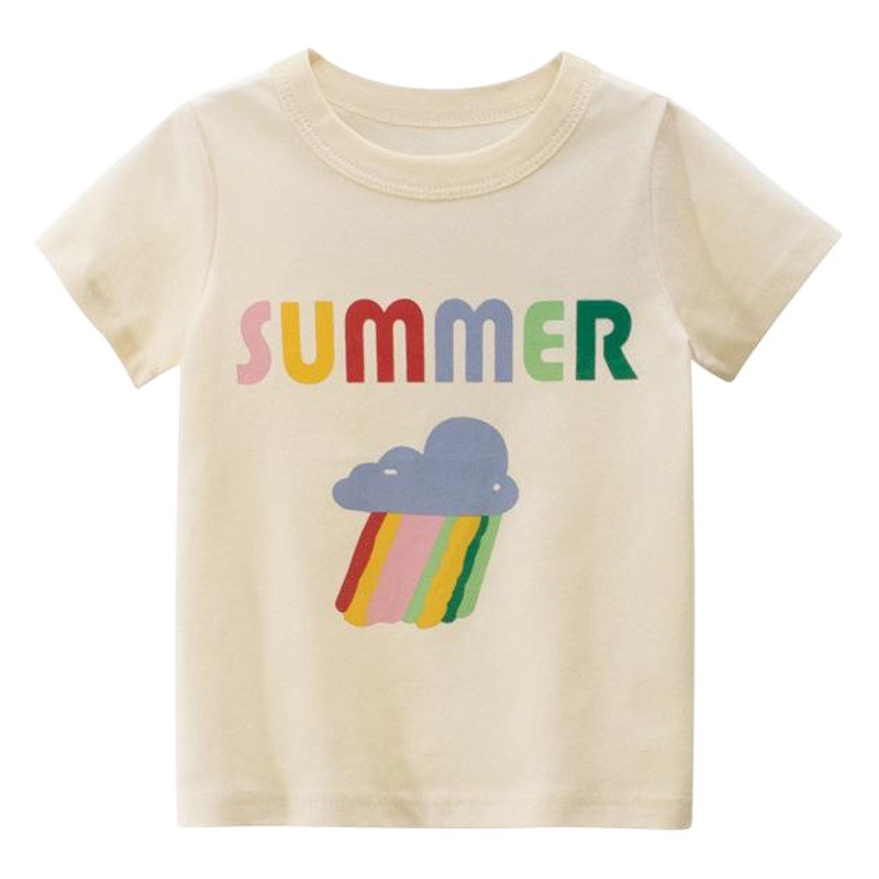 27 casa marca ropa para niños 2024 verano nueva camiseta de manga corta para niñas al por mayor ropa de bebé entrega de una sola pieza