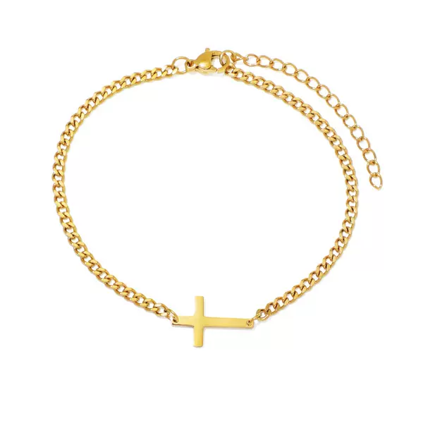 New European and American Style Stainless Steel 18K Cross 26-Letter Fashion Creative Simple Versatile Bracelet Unisex Jewelry