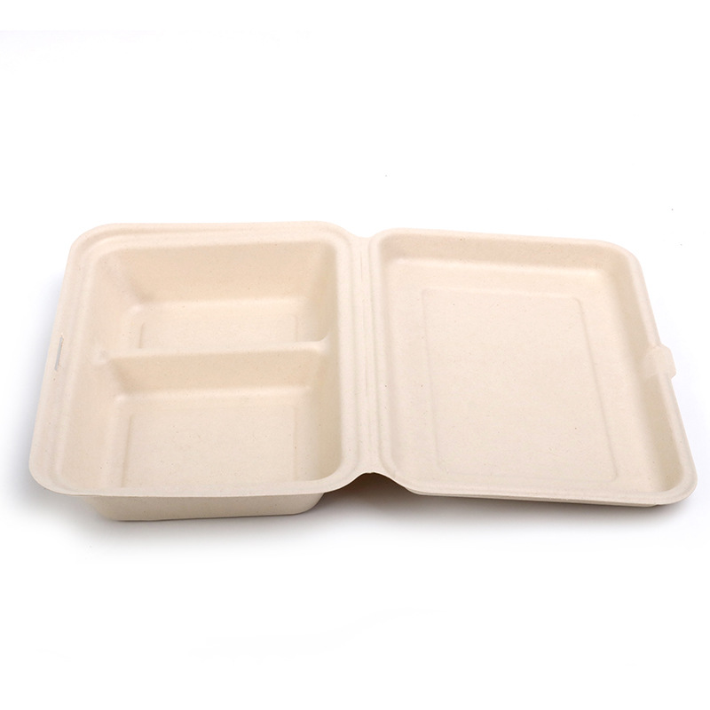 Caja de almuerzo desechable caja de hamburguesa comida rápida para llevar caja de embalaje bolsa de barbacoa cubierta caja de almuerzo de arroz caja de una pieza pulpa