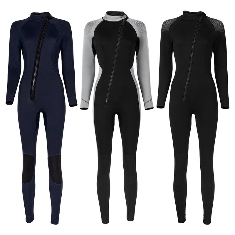 Wetsuit 3mm One-Piece Front Zipper Women's New Warm and Wear-Resistant Fishing Waterproof Female Swimsuit Motorboat Fishing