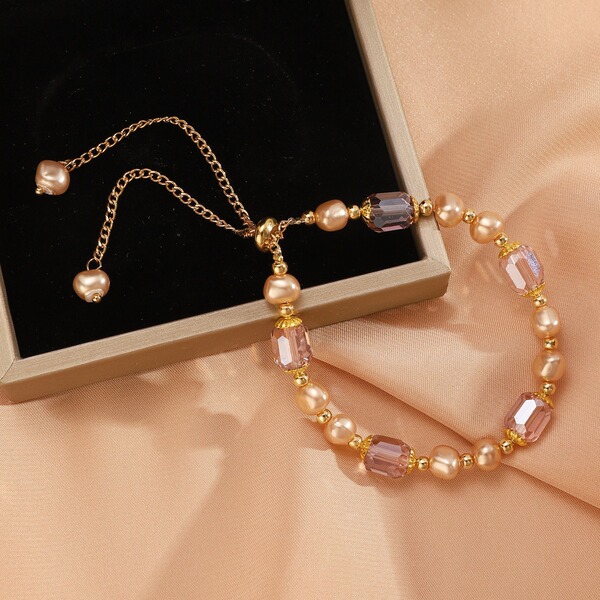 small design fashionable elegant purple crystal bracelet pearl