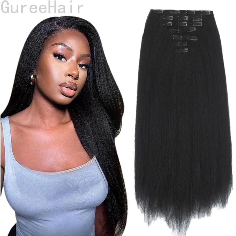 Card Hair Wig European and American Jacques African Women's Long Straight Hair 16 Card 7 Piece Set Yaki Kinky Straight