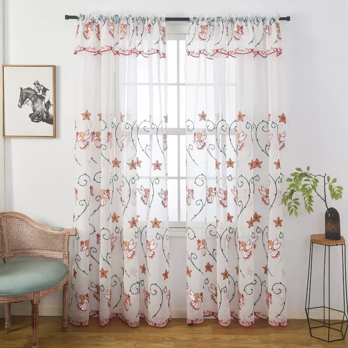 欧美天使小窗帘窗纱咖啡帘短帘半帘提花蕾丝厨房隔断门帘成品批发