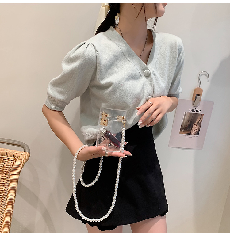 Wholesale Transparent Pearl Chain Portable Messenger Box Bag Nihaojewelry display picture 19