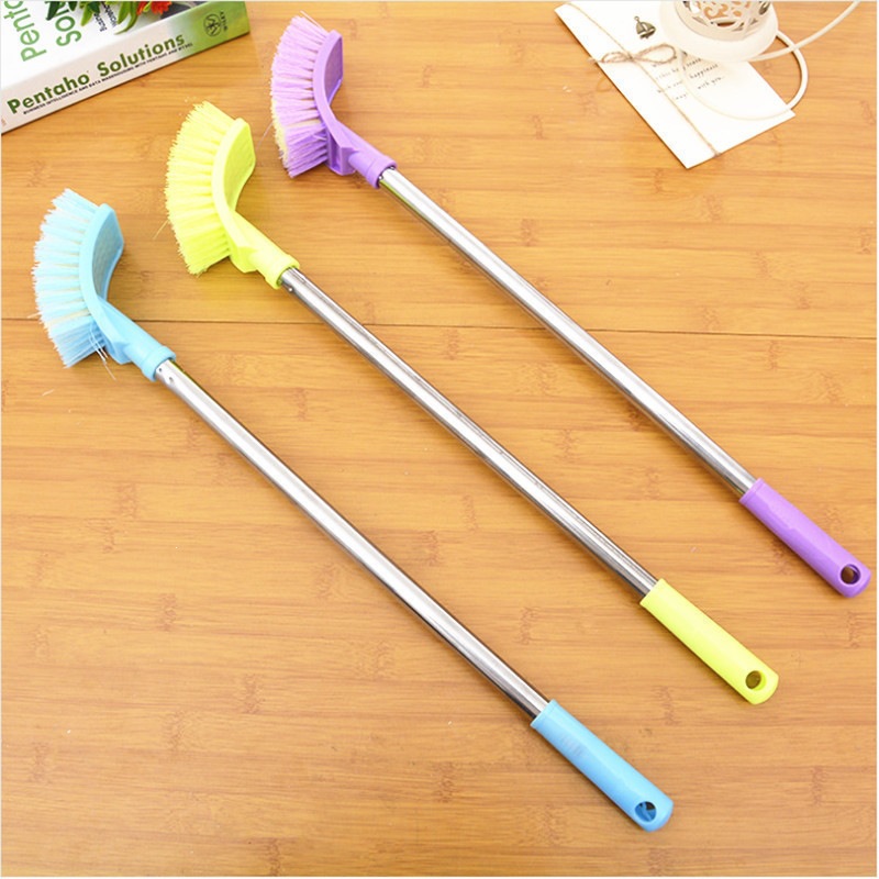 Stainless steel toilet brush, multifunctional wall-mounted extended toilet brush with long handle and hard bristles for cleaning
