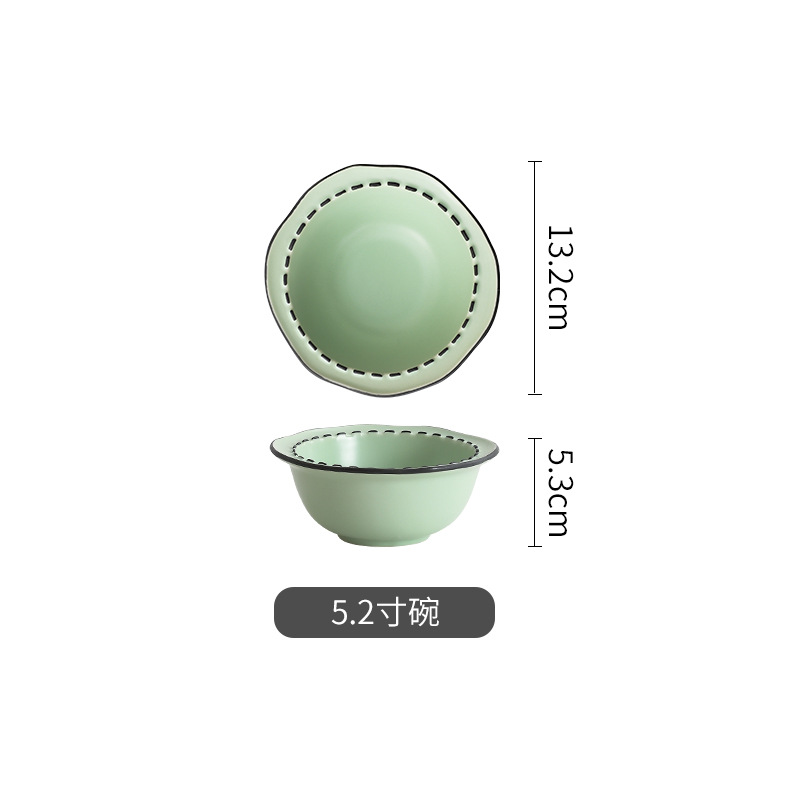 Estilo japonés vajilla de cerámica del hogar bajo vidriado color tazón plato de arroz mulanxi alto valor de color Tazón de fuente plato celebridad de Internet plato traje