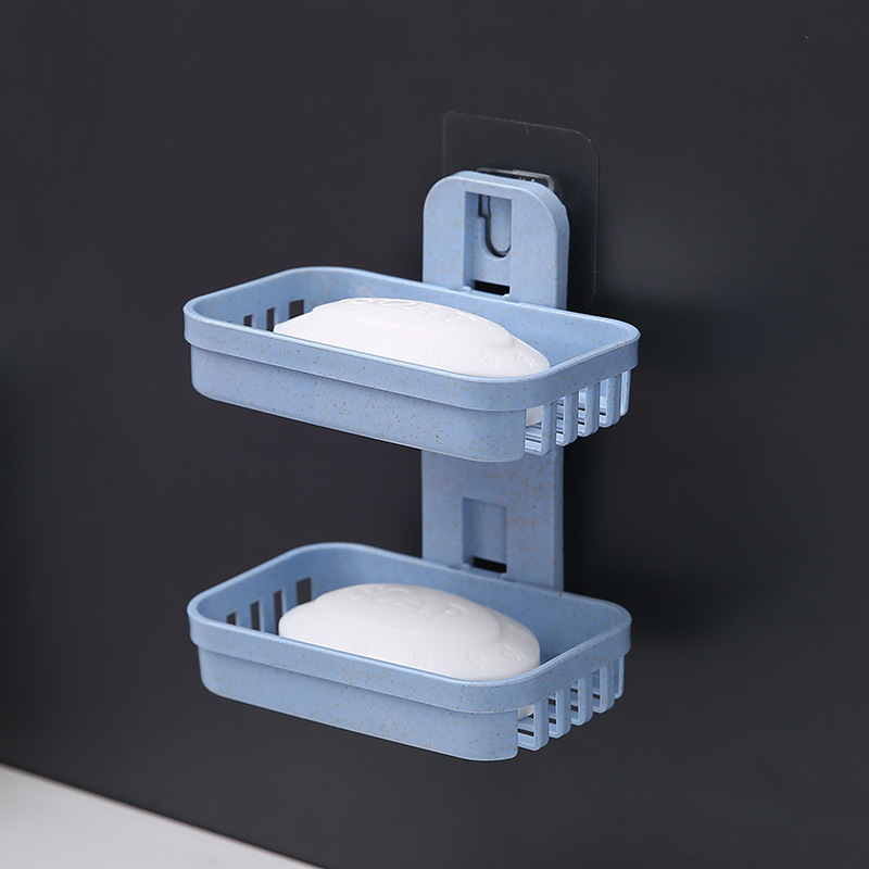 トイレの水を切って壁掛けの浴室の棚の石鹸の箱の二重の穴を開けない石鹸の箱の吸盤の石鹸の棚のアイデアを置きます。|undefined