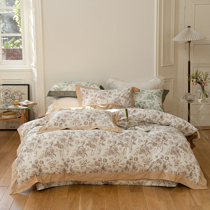Nordiskt vintage boho 4 delars bäddset i bomull_voghion.com