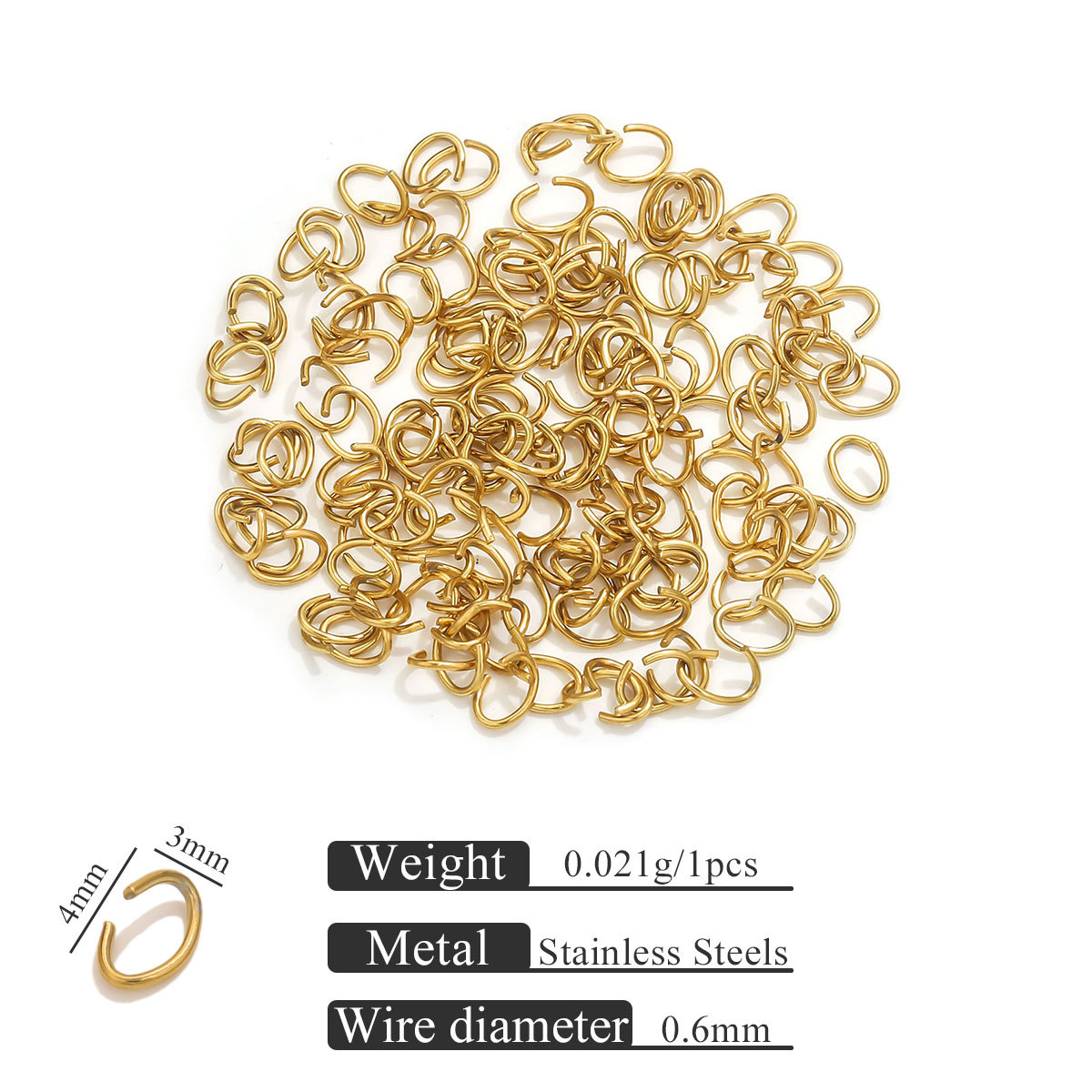Acero inoxidable 18K vacío galvanizado huevo abierto anillo de conexión de oro joyería DIY accesorios de anillo de salto al por mayor image 8