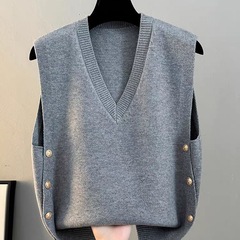 女性のためのベスト 2025 新作春と秋のルーズアウターニットベスト V ネックセータージャケットチョッキベスト