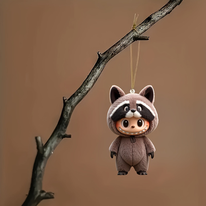 Adornos planos de coche 2D 1 pieza de decoración de suspensión de personajes de dibujos animados, acrílico plano 2D marrón