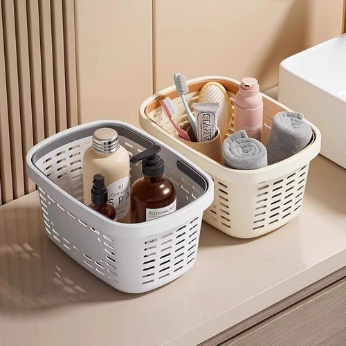 Bath basket, hand basket, basket, bath basket, wash basket, bathroom supplies storage box, women's and men's bath blue dormitory
