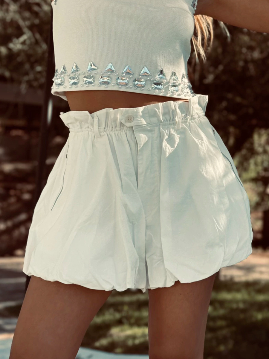 Pantalones Cortos Tipo Globo con Cintura Alta de Algodón, Holgados, para Viajes y Ocio